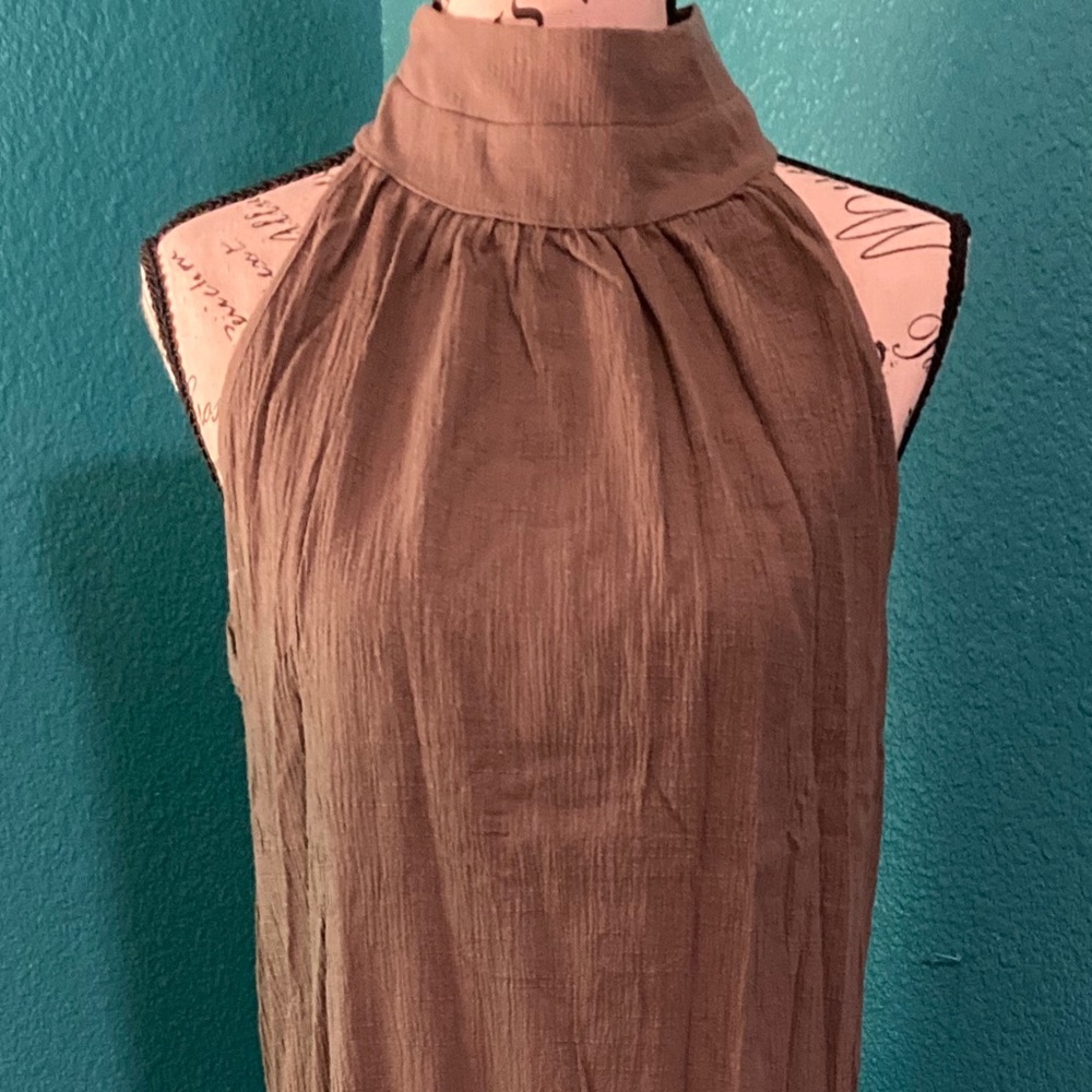 Olive Green High Neck Swing Dress Sz XL